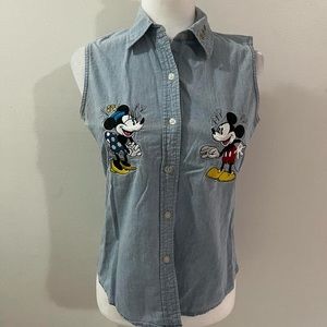 Mickey and Minnie Mouse Denim Button down top